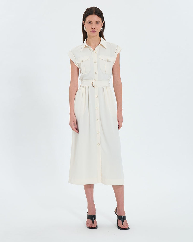 Robe saharienne midi écrue_1