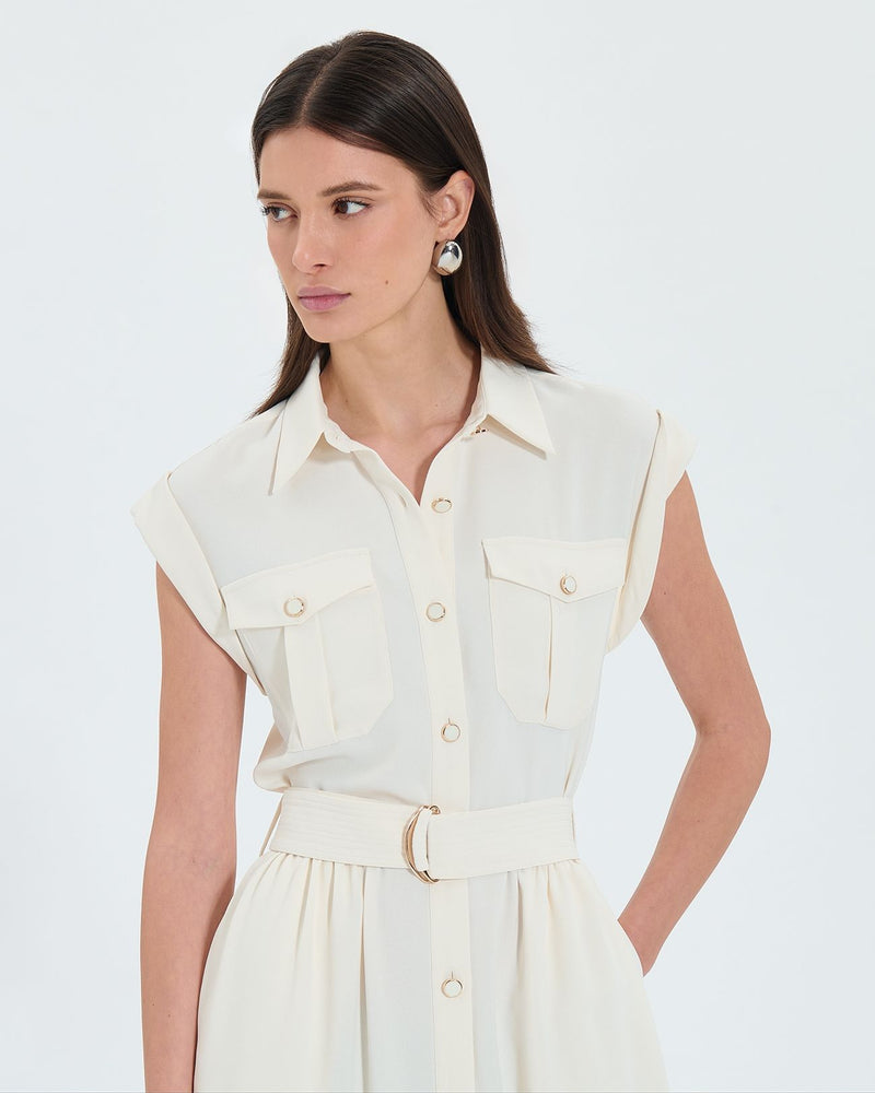 Robe saharienne midi écrue_2