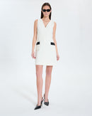 Robe courte en tweed écrue_1