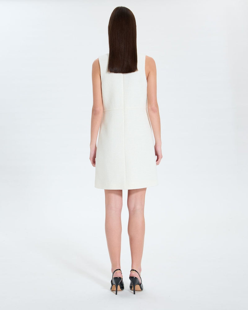 Robe courte en tweed écrue_3
