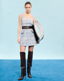 Robe courte en tweed bleue_1