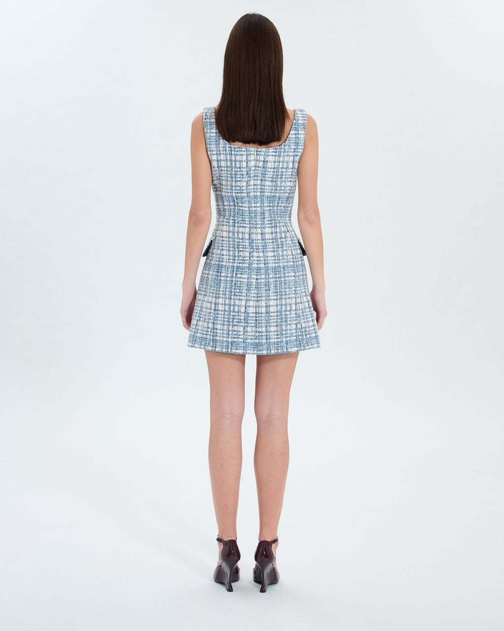 Robe courte en tweed bleue_4