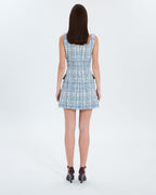 Robe courte en tweed bleue_4