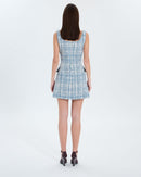 Robe courte en tweed bleue_4