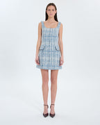 Robe courte en tweed bleue_5