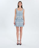 Robe courte en tweed bleue_5