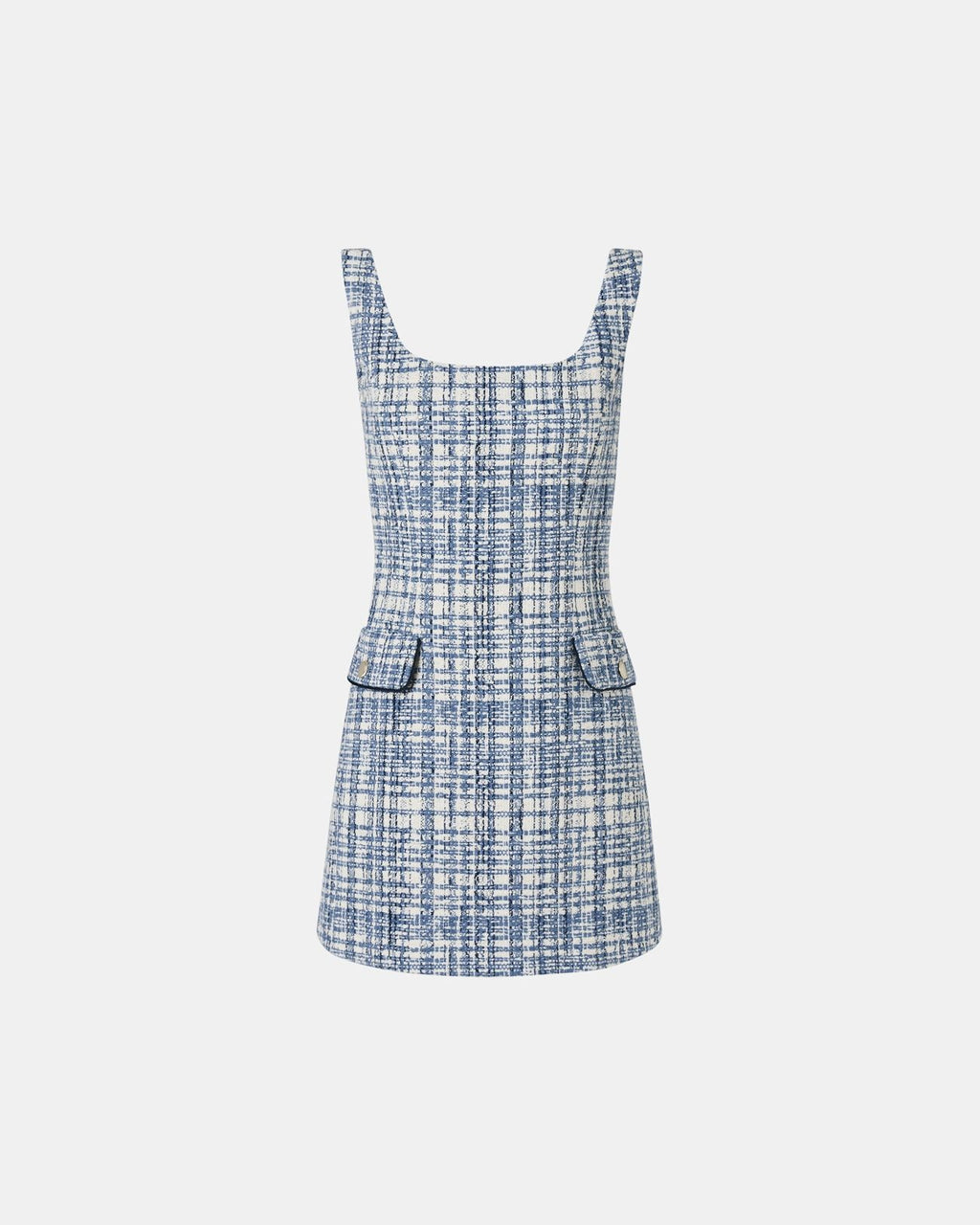 Robe courte en tweed bleue_6