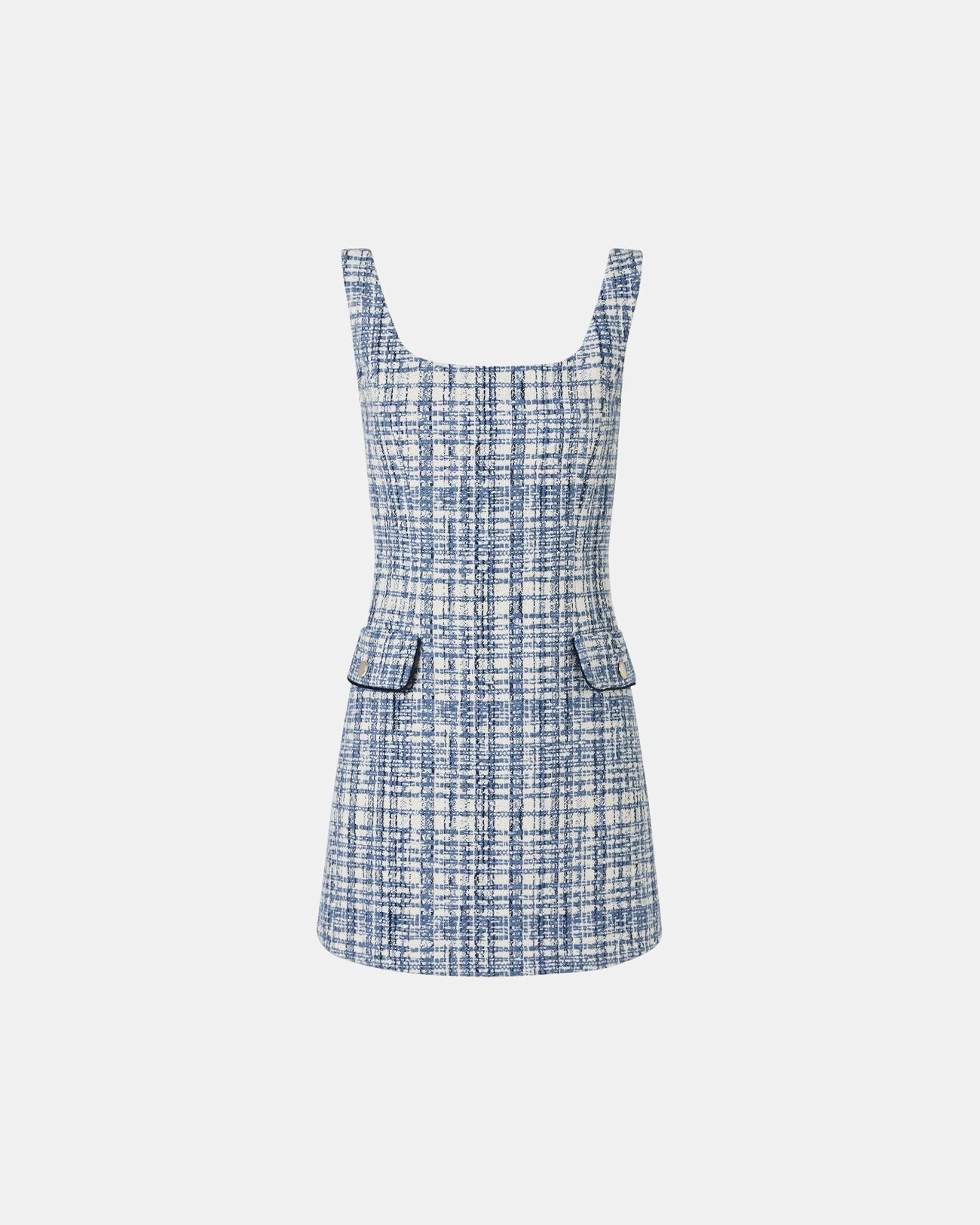 Robe courte en tweed bleue_6