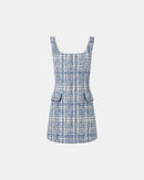 Robe courte en tweed bleue_6