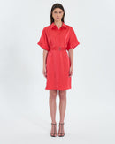 Robe chemise satinée corail_1