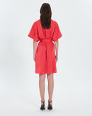 Robe chemise satinée corail_3