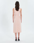 Robe asymétrique satinée nude_3