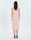 Robe asymétrique satinée nude_3