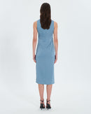 Robe midi satinée bleue hortensia_3