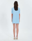 Robe droite en crêpe bleue ciel_3