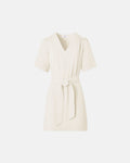 Fitted dress in ecru crepe_1