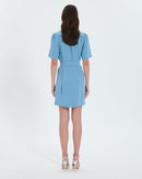 Robe droite en crêpe bleue_3