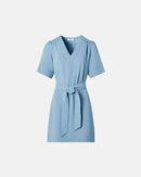 Robe droite en crêpe bleue_4