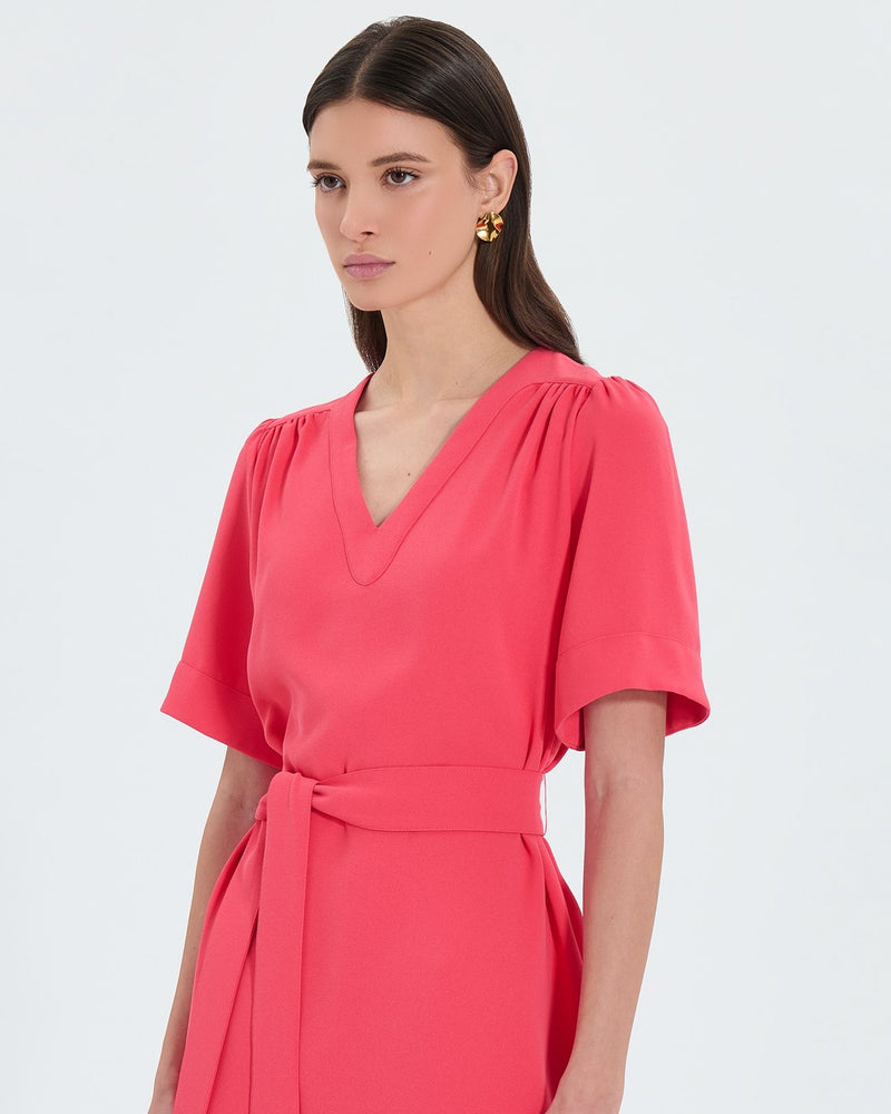 Robe droite cintrée corail_2
