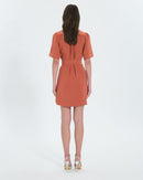 Robe droite en crêpe brique_3