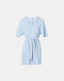 Robe courte en crêpe bleu ciel_4