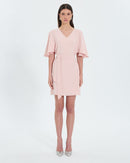Robe courte en crêpe nude_1