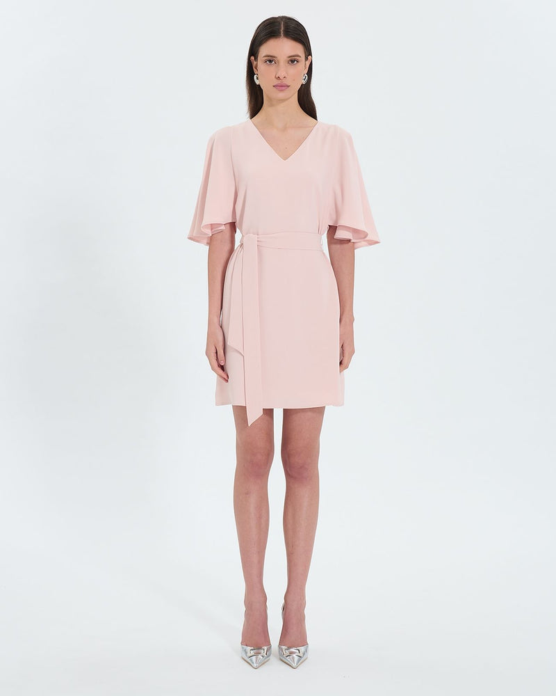 Robe courte en crêpe nude_1