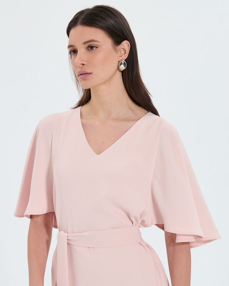 Robe courte en crêpe nude_2