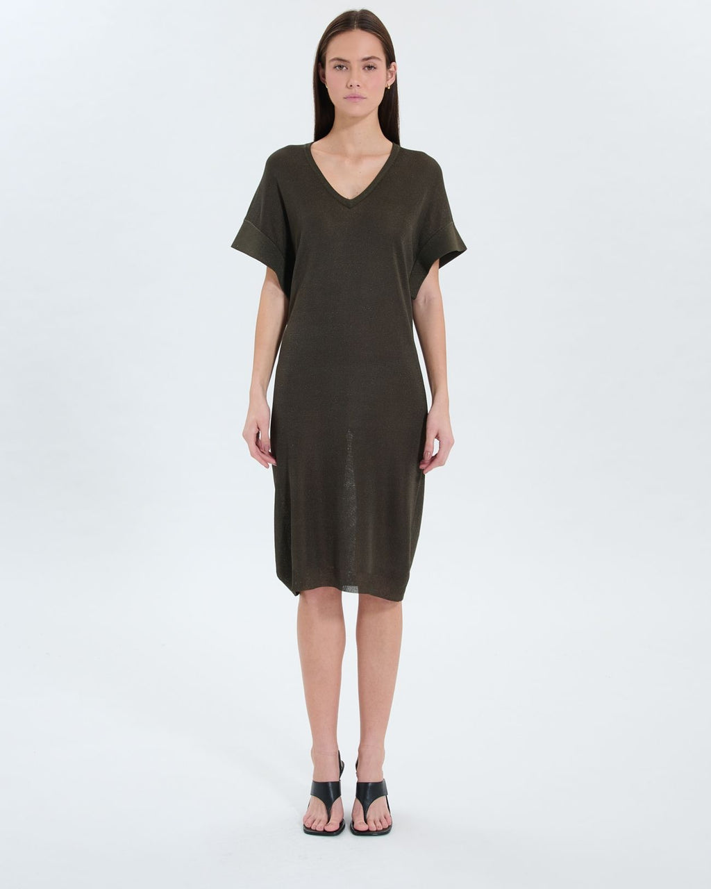 Khaki fine knit dress_4