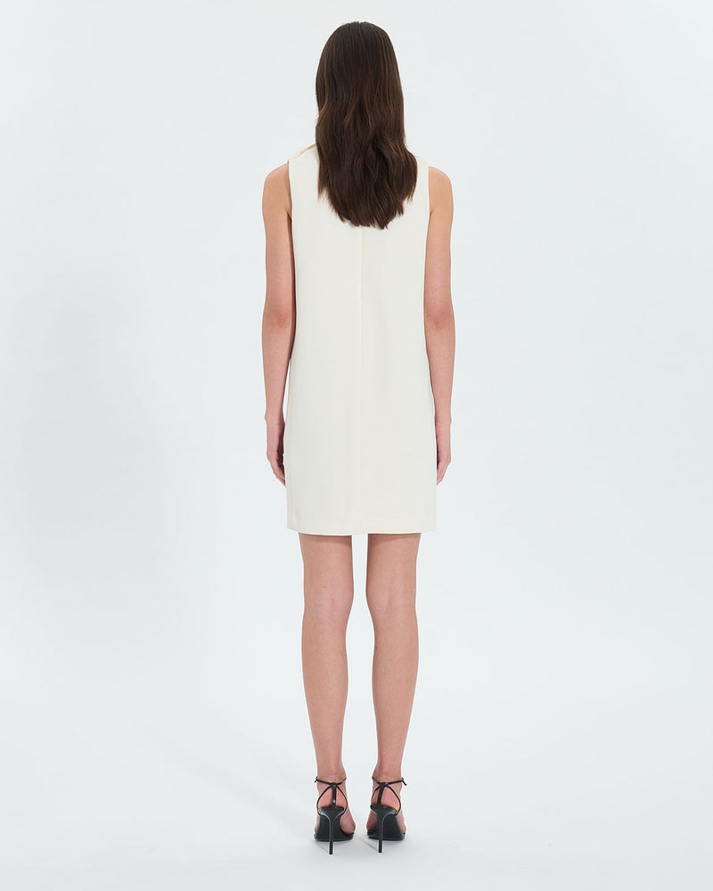 Robe droite en crêpe écrue_3