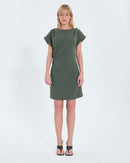 Robe courte en crêpe kaki_1