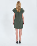 Robe courte en crêpe kaki_4