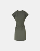 Robe courte en crêpe kaki_5