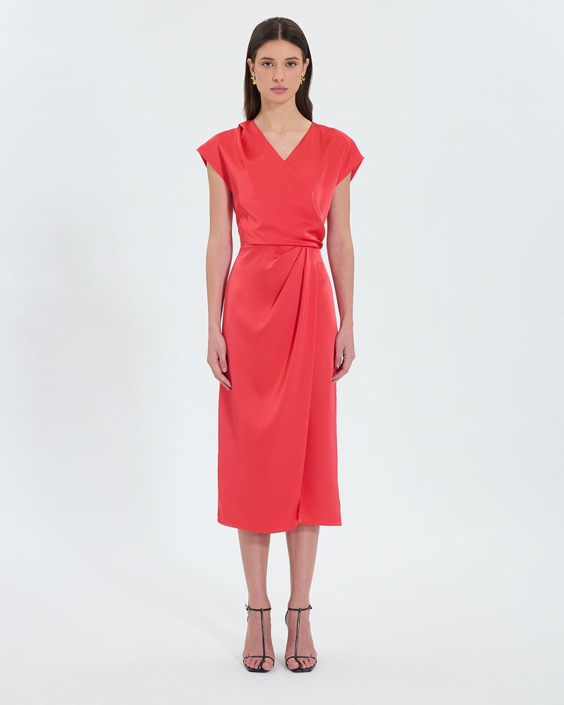Robe satinée corail_1