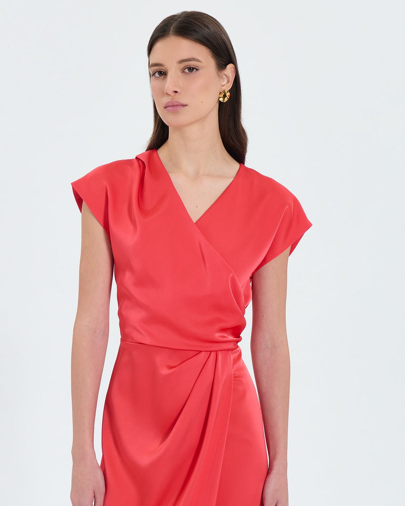 Robe satinée corail_2