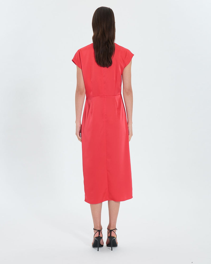 Robe satinée corail_3