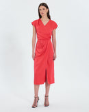 Robe satinée corail_4