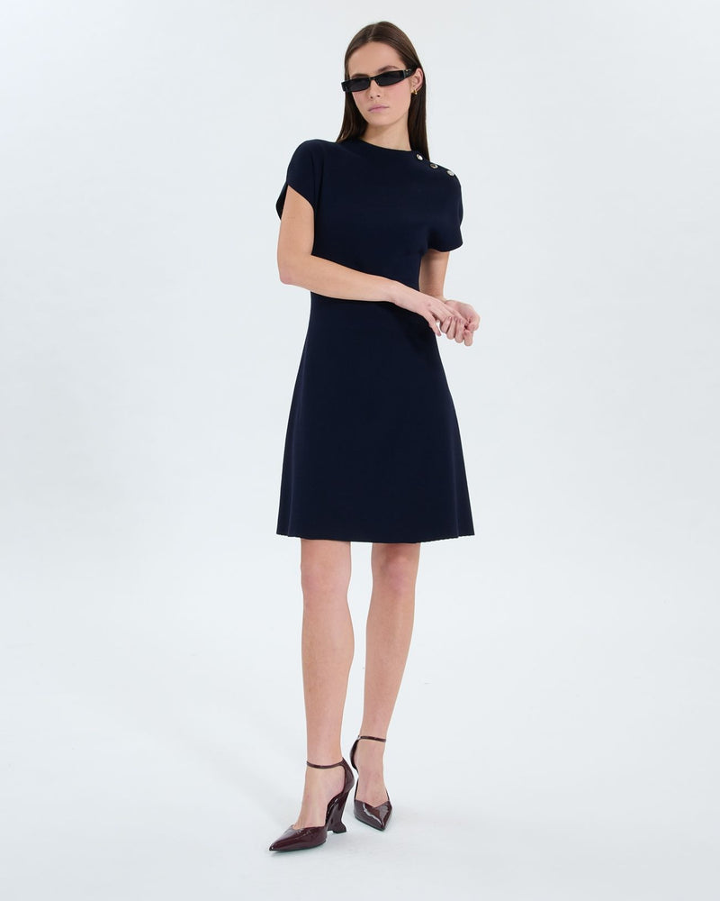 Robe courte en maille nocturne_1