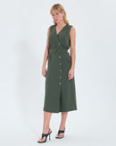 Robe longue en crêpe kaki_1