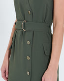 Robe longue en crêpe kaki_2