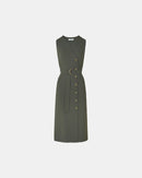 Robe longue en crêpe kaki_5