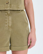 Khaki denim shorts_1