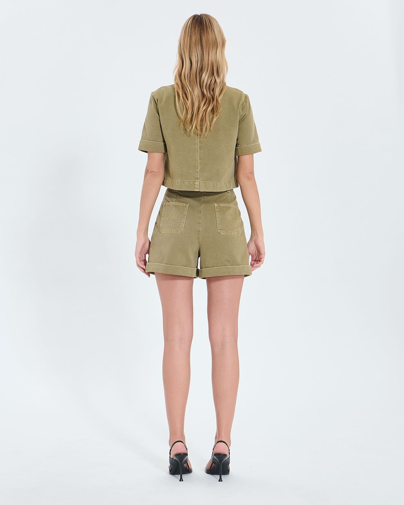 Khaki denim shorts_3