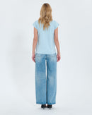 Tee-shirt col V bleu ciel_3