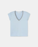 Tee-shirt col V bleu ciel_5