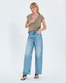 Tee-shirt col V kaki_1