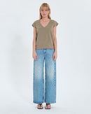 Tee-shirt col V kaki_4