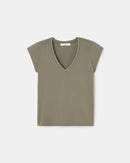 Tee-shirt col V kaki_5