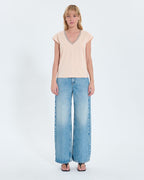 Tee-shirt col V nude_4