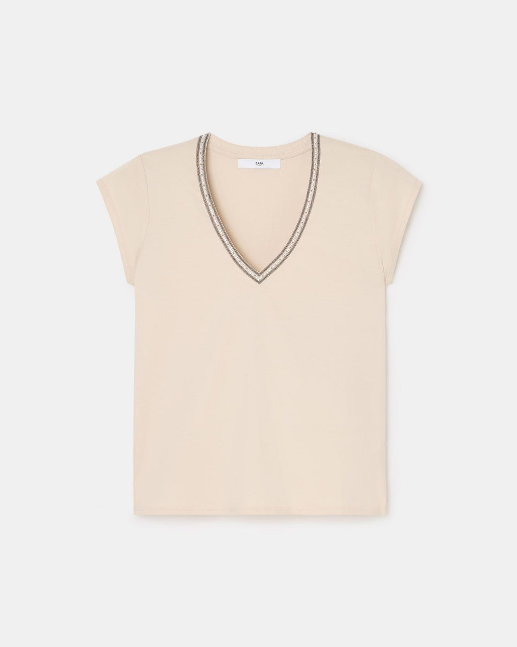 Tee-shirt col V nude_5